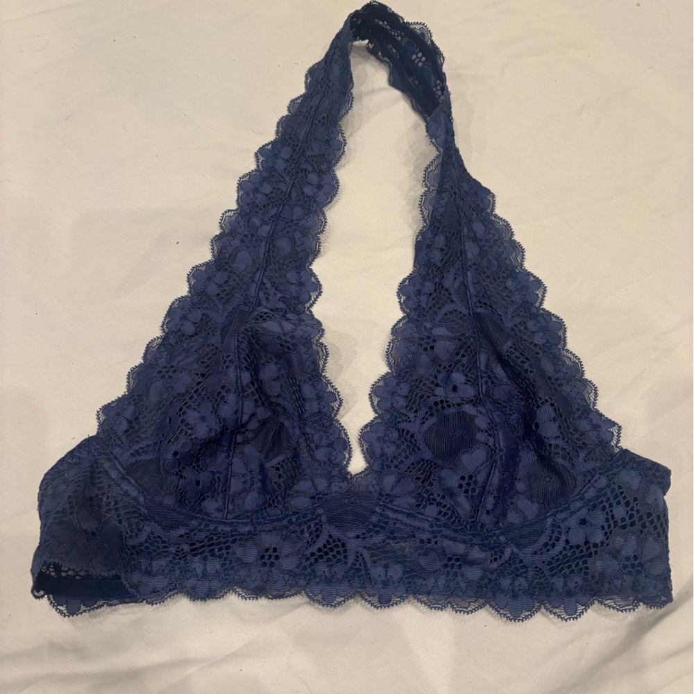 Free People Intimacy Lace Halter Bralette - Blue